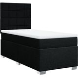 vidaXL Boxspringbett mit Matratze Schwarz 100x200 cm Stoff
