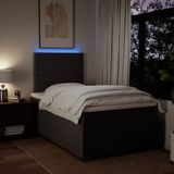 vidaXL Boxspring met matras stof donkerbruin 120x200 cm