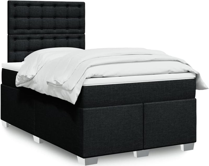 Boxspringbett mit Matratze Schwarz 120x200 cm Stoff vidaXL