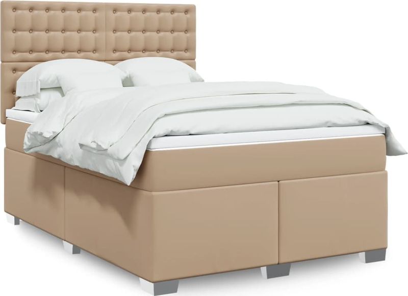 vidaXL Boxspringbett Matratze Cappuccino-Braun 140x190cm Kunstleder