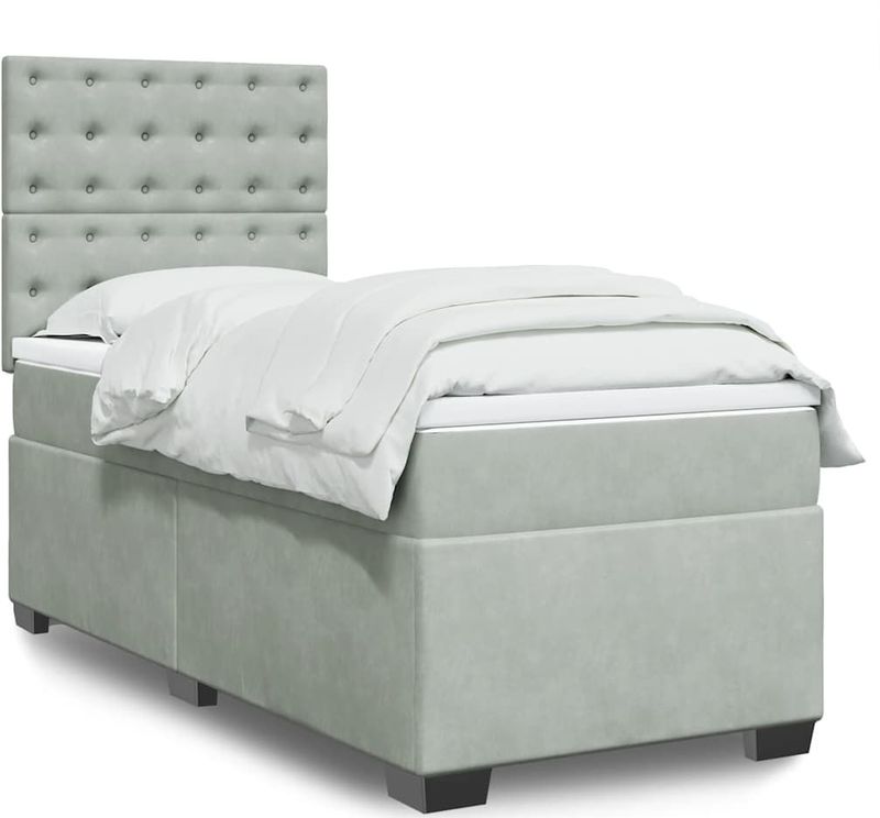 Boxspringbett mit Matratze Hellgrau 80x200 cm Samt vidaXL