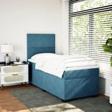 vidaXL - Boxspring - met - matras - fluweel - blauw - 90x200 - cm