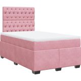 vidaXL Boxspring met matras fluweel roze 120x190 cm