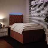 vidaXL Boxspring met matras fluweel roze 120x190 cm