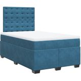 vidaXL Boxspring met matras fluweel blauw 120x190 cm
