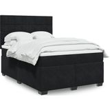 vidaXL Boxspringbett mit Matratze Schwarz 160x200 cm Samt