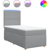 vidaXL Boxspring met matras stof lichtgrijs 80x200 cm