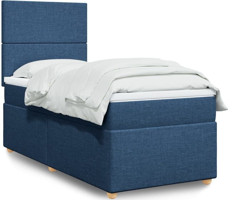 vidaXL Boxspringbett mit Matratze Blau 80x200 cm Stoff