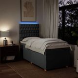 vidaXL - Boxspring - met - matras - stof - donkergrijs - 80x200 - cm