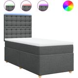 vidaXL Boxspringbett mit Matratze Dunkelgrau 80x200 cm Stoff