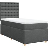 vidaXL Boxspringbett mit Matratze Dunkelgrau 80x200 cm Stoff