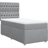 vidaXL Boxspring met matras stof lichtgrijs 90x190 cm