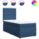 vidaXL Boxspringbett mit Matratze Blau 90x200 cm Stoff