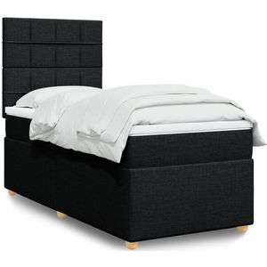 vidaXL Boxspringbett mit Matratze Schwarz 100x200 cm Stoff
