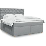 vidaXL Boxspringbett mit Matratze Hellgrau 180x200 cm Stoff