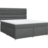 vidaXL Boxspringbett mit Matratze Dunkelgrau 180x200 cm Stoff