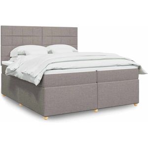 vidaXL - Boxspring - Taupe - Stof - 200x200 cm