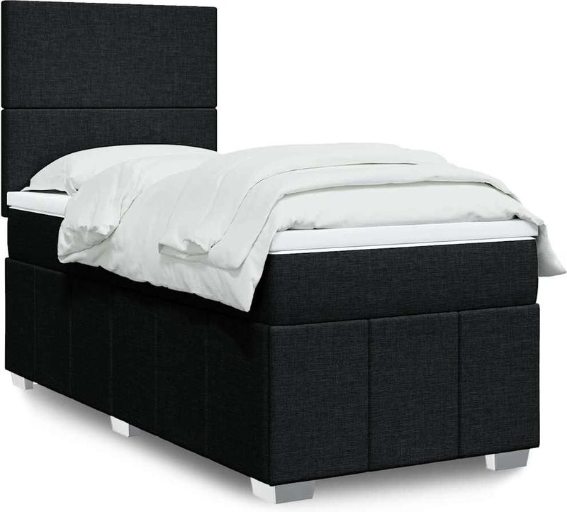 vidaXL Boxspringbett mit Matratze Schwarz 80x200 cm Stoff