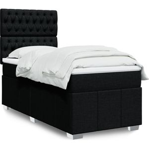 vidaXL Boxspringbett mit Matratze Schwarz 80x200 cm Stoff
