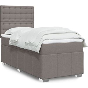 vidaXL Boxspringbett mit Matratze Taupe 80x200 cm Stoff