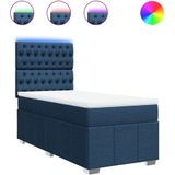 vidaXL - Boxspring - met - matras - stof - blauwx190 - cm