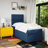 vidaXL - Boxspring - met - matras - stof - blauwx190 - cm