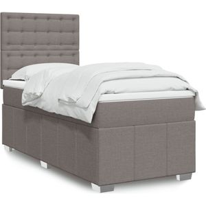 vidaXL Boxspringbett mit Matratze Taupe 90x190 cm Stoff