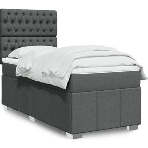 vidaXL Boxspringbett mit Matratze Dunkelgrau 100x200 cm Stoff