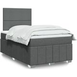 vidaXL - Boxspring - met - matras - stof - donkergrijs - 120x200 - cm