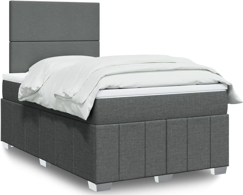 vidaXL - Boxspring - met - matras - stof - donkergrijs - 120x200 - cm