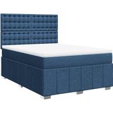 vidaXL Boxspringbett mit Matratze Blau 140x190 cm Stoff