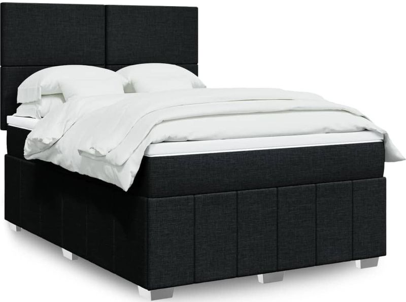 Vidaxl - Boxspringbett mit Matratze Schwarz 140x200 cm Stoff