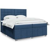 vidaXL Boxspring met matras stof blauw 200x200 cm