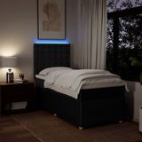 vidaXL Boxspringbett mit Matratze Schwarz 80x200 cm Stoff