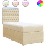 vidaXL Boxspring met matras stof crèmekleurig 90x190 cm