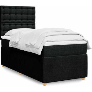 vidaXL Boxspringbett mit Matratze Schwarz 90x190 cm Stoff