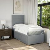 vidaXL Boxspringbett mit Matratze Hellgrau 100x200 cm Stoff