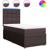 vidaXL Boxspringbett mit Matratze Dunkelbraun 100x200 cm Stoff