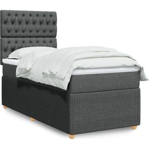 vidaXL Boxspringbett mit Matratze Dunkelgrau 100x200 cm Stoff