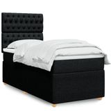 vidaXL - Boxspring - met - matras - stof - zwartx200 - cm
