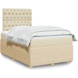 vidaXL Boxspring met matras stof crèmekleurig 120x190 cm