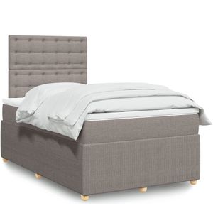 vidaXL Boxspringbett mit Matratze Taupe 120x190 cm Stoff