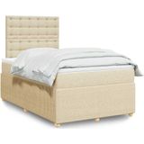 vidaXL Boxspringbett mit Matratze Creme 120x190 cm Stoff