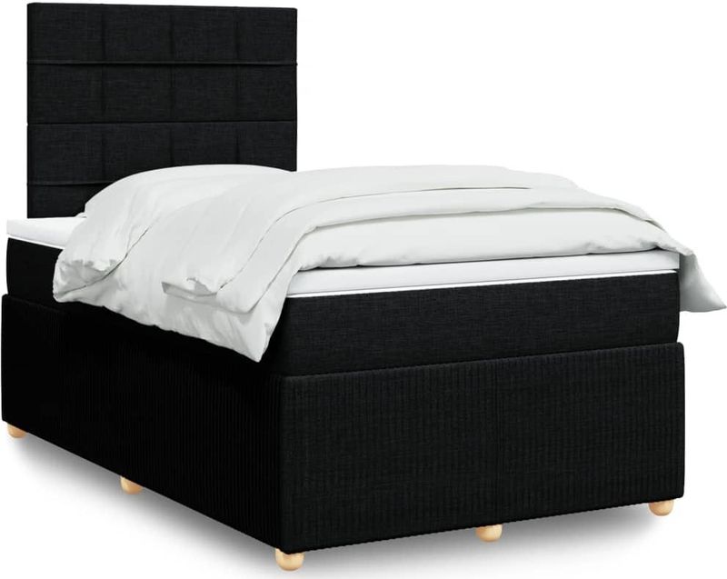 vidaXL Boxspringbett mit Matratze Schwarz 120x200 cm Stoff