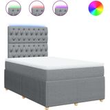 vidaXL - Boxspring - met - matras - stof - lichtgrijsx200 - cm
