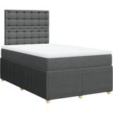 vidaXL Boxspringbett mit Matratze Dunkelgrau 120x200 cm Stoff