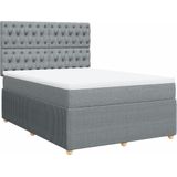 vidaXL Boxspringbett mit Matratze Hellgrau 140x190 cm Stoff