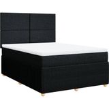 Vidaxl - Boxspringbett mit Matratze Schwarz 140x200 cm Stoff