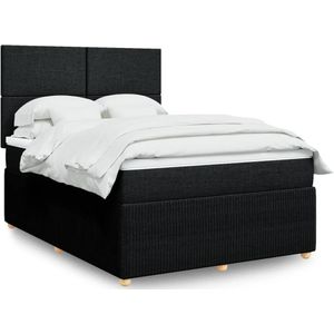 Vidaxl - Boxspringbett mit Matratze Schwarz 140x200 cm Stoff