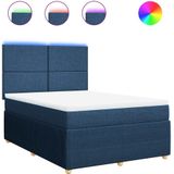 Boxspringbett mit Matratze Blau 160x200 cm Stoff vidaXL
